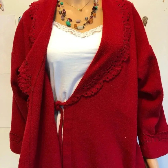 Vintage 90s Bali Studio women Terri Cloth Red bathrobe Nightgown size S - Picture 6 of 10